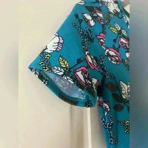 EUC LulaRoe Teal Floral Dress Women’s XS - Picture 5 of 11